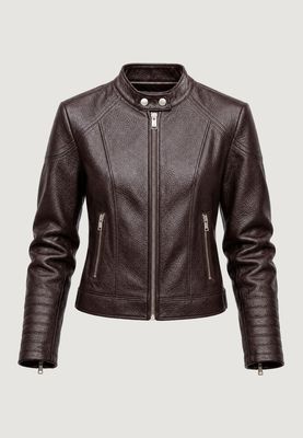 Guess W6YL25W2914 Women's Marlene Faux Leather Biker Jacket/