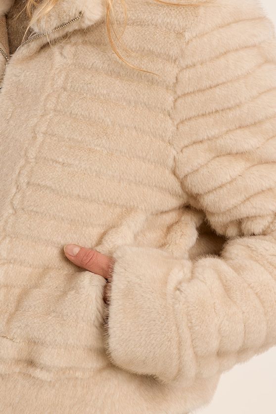 Molly Bracken HA120EH Women's Faux Fur Zip Up Jacket – Off-White