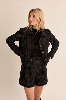 Molly Bracken T2032EH Women's Crop Tweed Blazer