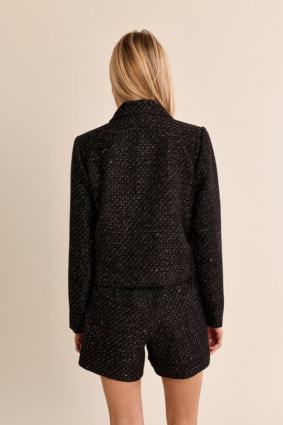 Molly Bracken T2032EH Women's Crop Tweed Blazer