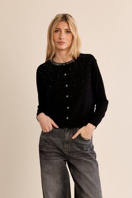 Molly Bracken LAF142EN Women's LS Rhinestone Embellishment Cardigan/