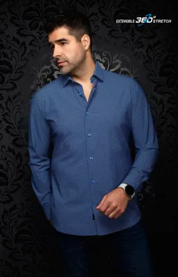  Au Noir NICOLAS PXL Men's LS Pattern Performance Dress Shirt/