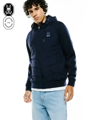 Psycho Bunny MO1100065 GORDLEY Hooded Mix Media Jacket/ Psycho Bunny MO1100065 GORDLEY Hooded Mix Media Jacket/