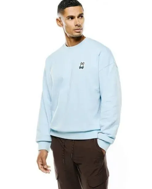 Psycho Bunny MT0500180 JADEN Men's Long Sleeve French Terry Crewneck Sweater