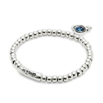 Uno de 50 PUL2514ZOMTL0L Women's Silver Plated Bead Bracelet w/ Stone Heart Charm