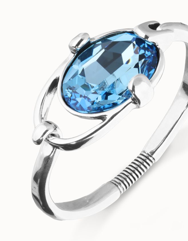 UNOde50 PUL2593AZUMTL0L Silver Bangle Bracelet W/ Large Stone – Blue