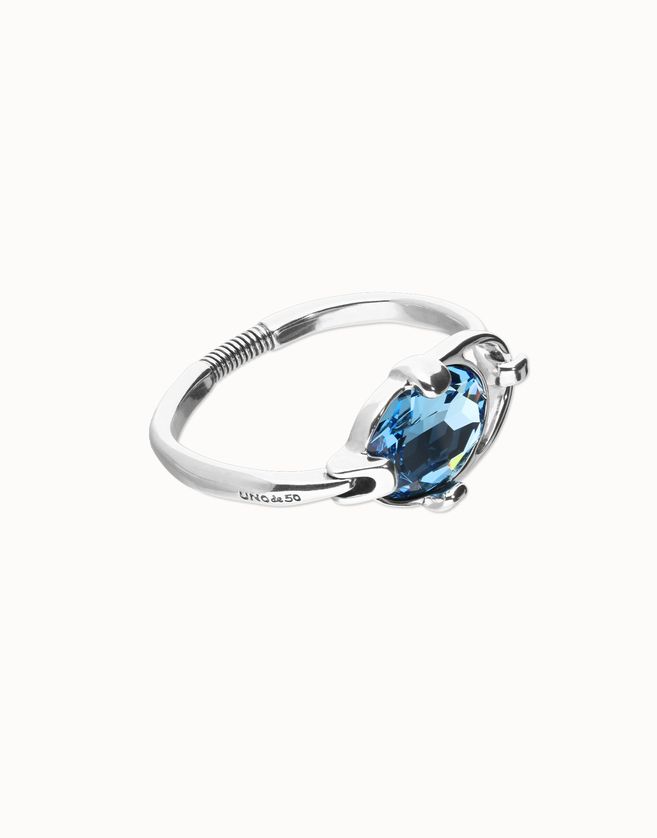 UNOde50 PUL2593AZUMTL0L Silver Bangle Bracelet W/ Large Stone – Blue