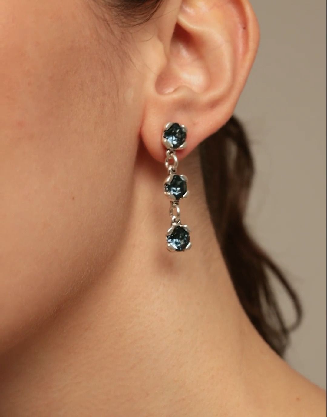 Uno de 50 PEN0912AZUMTL0U Women's Sterling Silver Blue Crystal Drop Earrings