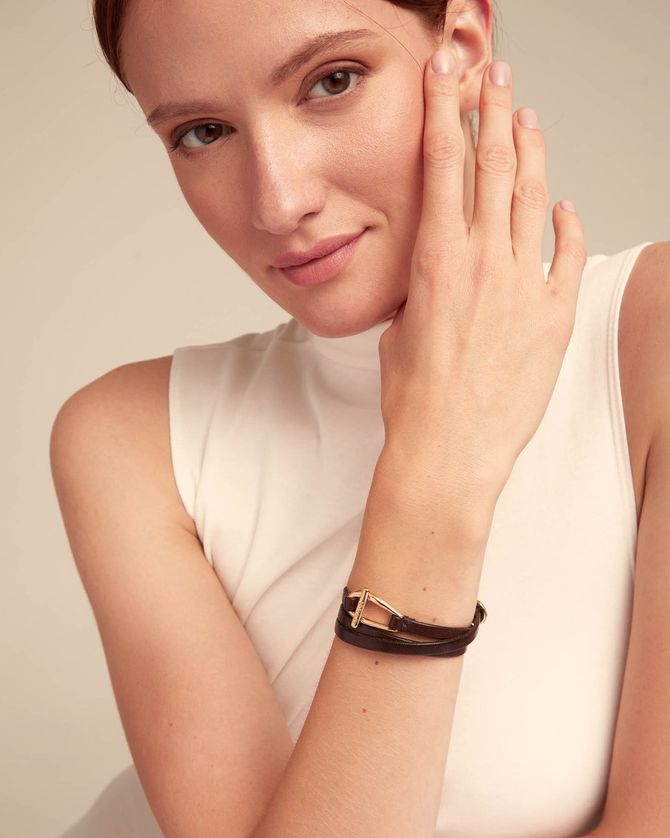 Uno de 50 PUL2419MARORO0M Women's Gold Plated Youthful Leather Belt Bracelet