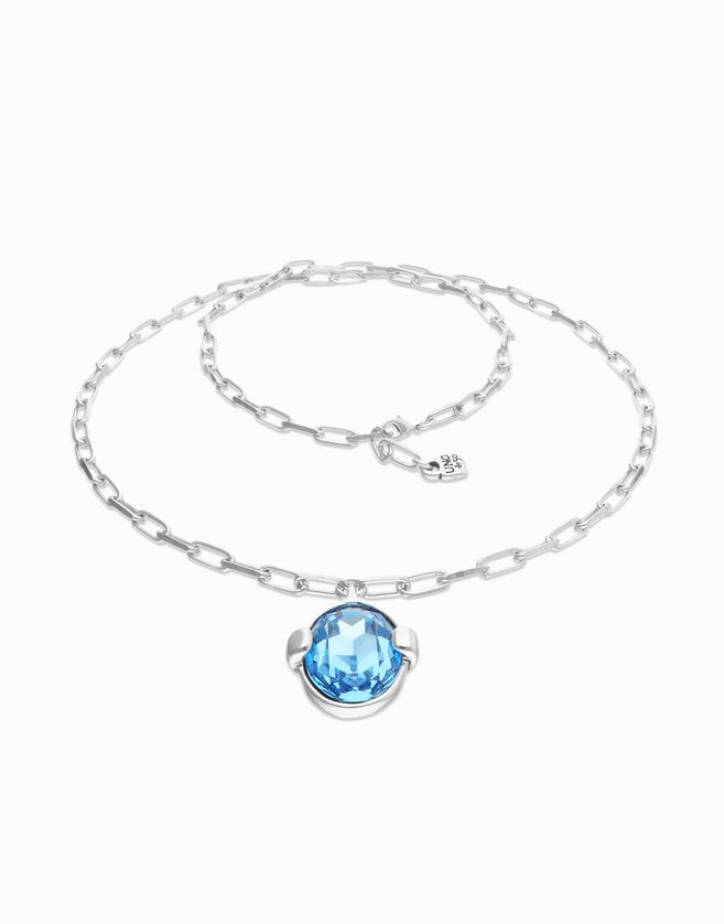 Unode50 COL2031 Faceted Crystal Pendant Oval Link Necklace