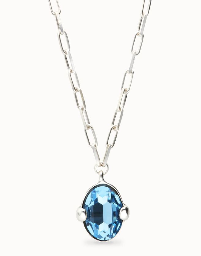 Unode50 COL2031 Faceted Crystal Pendant Oval Link Necklace