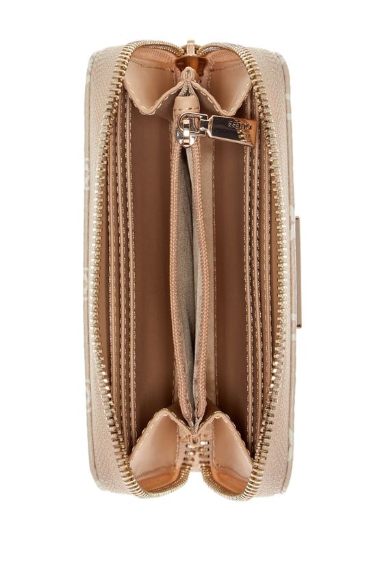 Guess JG2313140 Women's SAMANTHA SLG Medium Zip Around Wallet – Latte Logo
