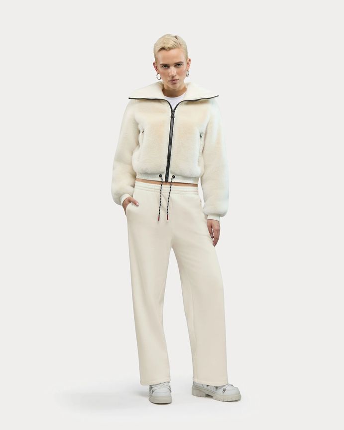 Alpenhaus A2F010F5PO Women's Vanoise Cropped Faux Fur Puffer Jacket – Snow-White
