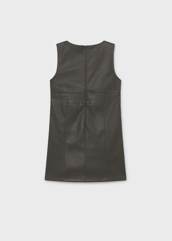 Mayoral 7902 Girl's Youth SLV Faux Leather & Stud Detail Pinafore Dress