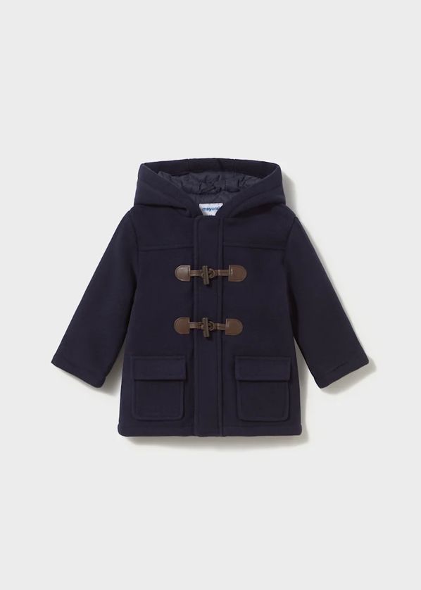 Mayoral 2426 Boy's Junior Long Sleeve Faux Leather Closure Hooded Trenchcoat