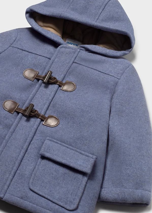 Mayoral 2426 Boy's Junior Long Sleeve Faux Leather Closure Hooded Trenchcoat