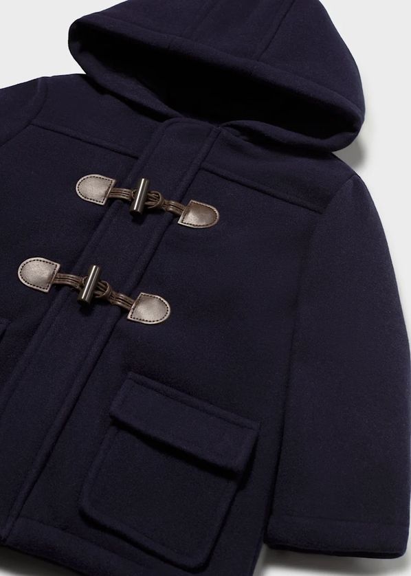 Mayoral 2426 Boy's Junior Long Sleeve Faux Leather Closure Hooded Trenchcoat