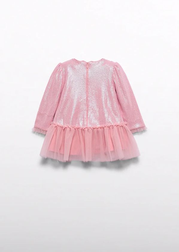 Abel & Lula 5511 Baby Girl's Long Sleeve Sequin & Mesh Bow Detail Dress