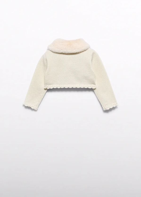 Abel & Lula 5868 Baby Girl's Knit Scallop Trim & Faux Fur Collar Bolero