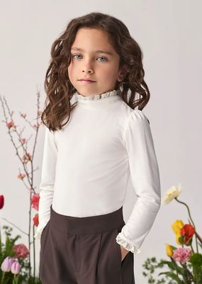 Abel & Lula 5621 Girl's Youth Long Sleeve Ruffle Trim Turtleneck Top