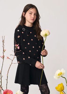 Abel & Lula 5591 Girl's Junior Long Sleeve Knit Polka Dot Sweater & Skirt Set 2PC