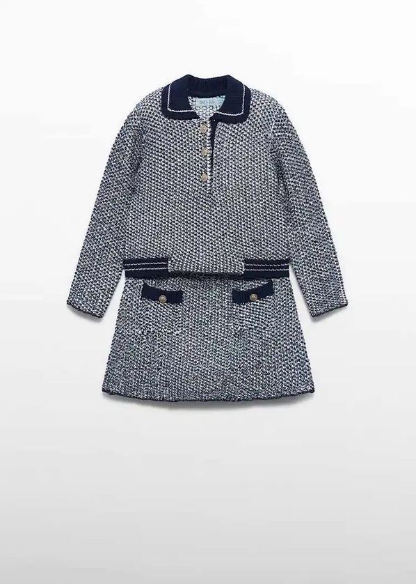 Abel & Lula 5596 Girl's Youth Long Sleeve Knit Button Up Sweater & Skirt Set 2PC