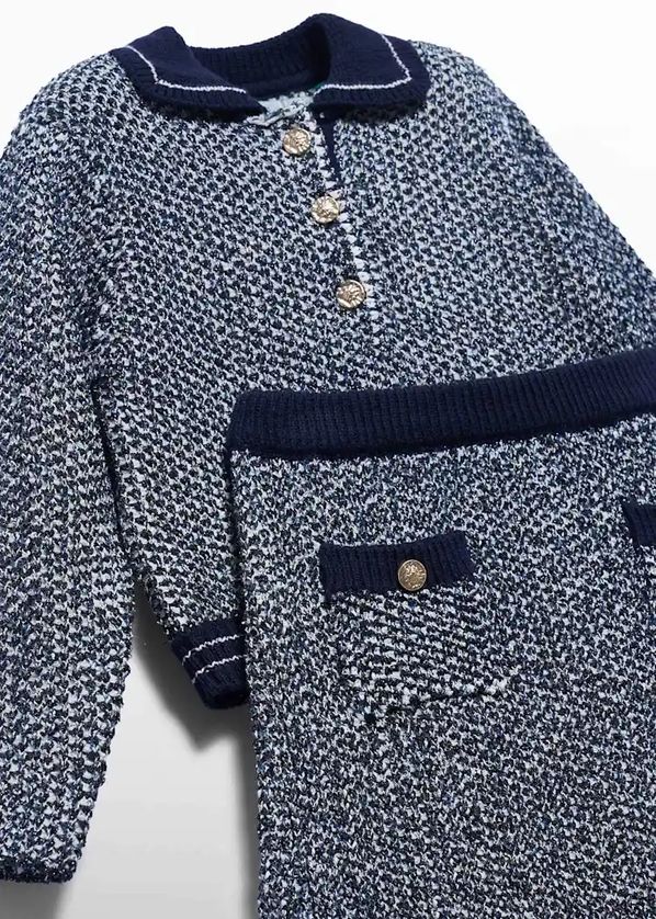 Abel & Lula 5596 Girl's Youth Long Sleeve Knit Button Up Sweater & Skirt Set 2PC