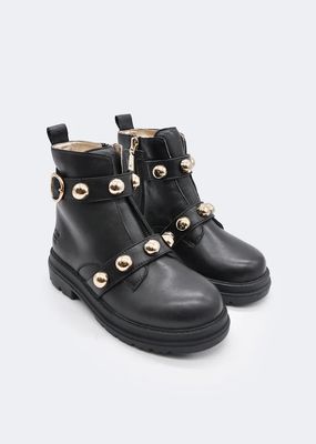 Abel & Lula 5941 Girl's Gold Stud Detail Faux Leather Platform Boots