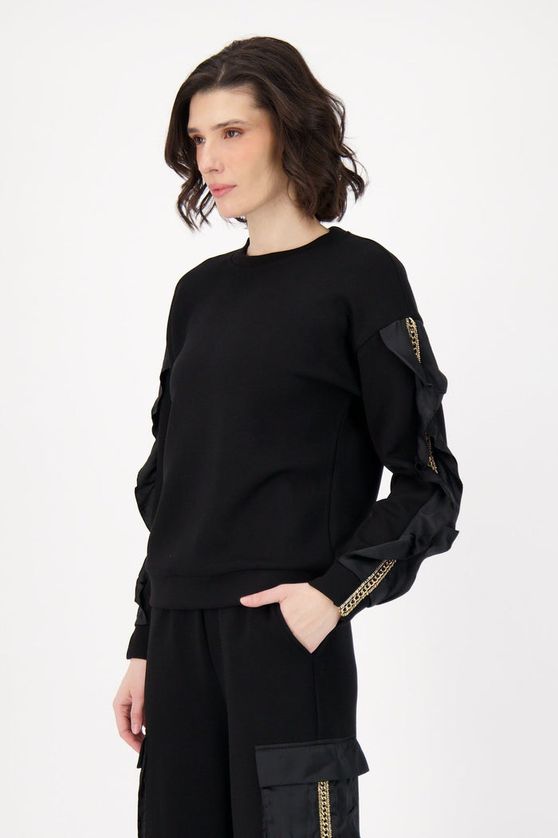 Gabby Isabella 526665 Women's Ruffle & Chain Detail SLV Interlock Top