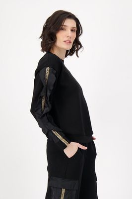 Gabby Isabella 526665 Women's Ruffle & Chain Detail SLV Interlock Top