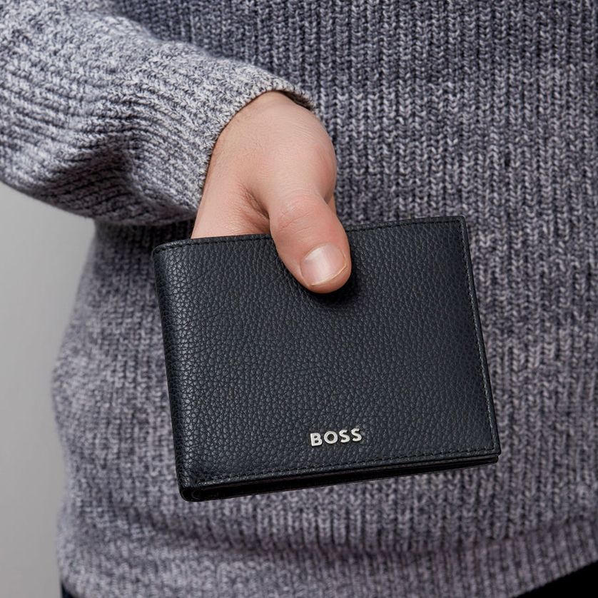 Boss HLM416A Portefeuille pour hommes - Grain classique NOIR