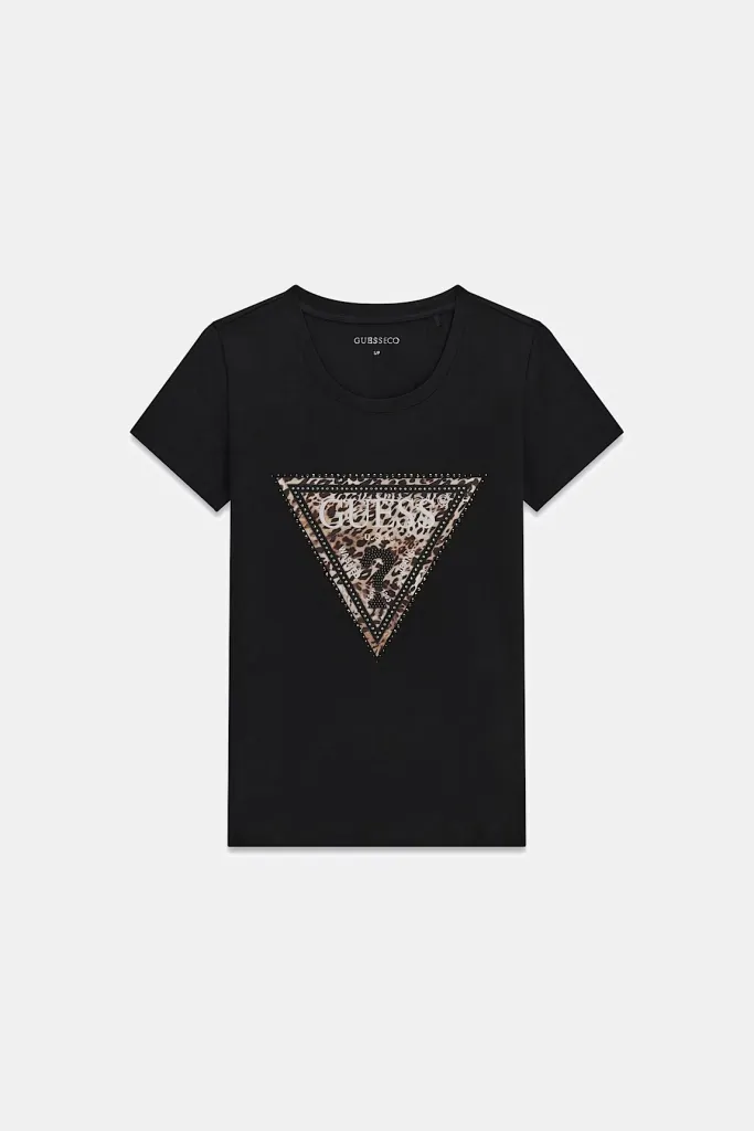 Guess W6BI56K6890 Women's Long Sleeve VN Triangle Logo T-Shirt