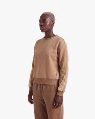 Alpenhaus A2H005F6CT Women's Montiel Crew Neck Sweater w/ Sherpa Inserts