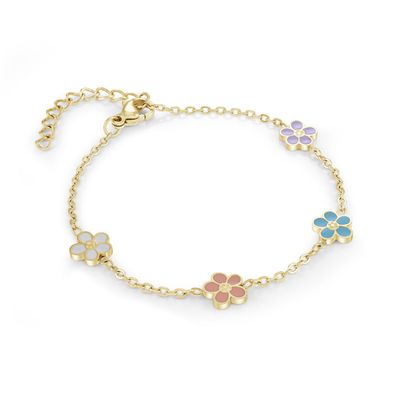 Italgem SWB319-GO Women's Gold S.Steel Multicolour Floral Bracelet