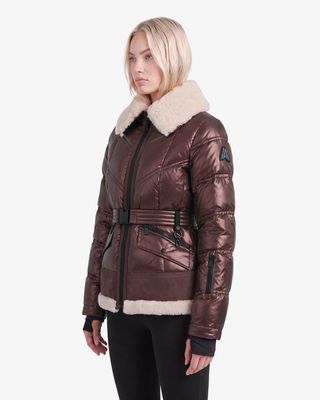 Alpenhaus A2N023F6PO Women's GASTEIN Adjustable Belt & Sherpa Collar Puffer Jacket