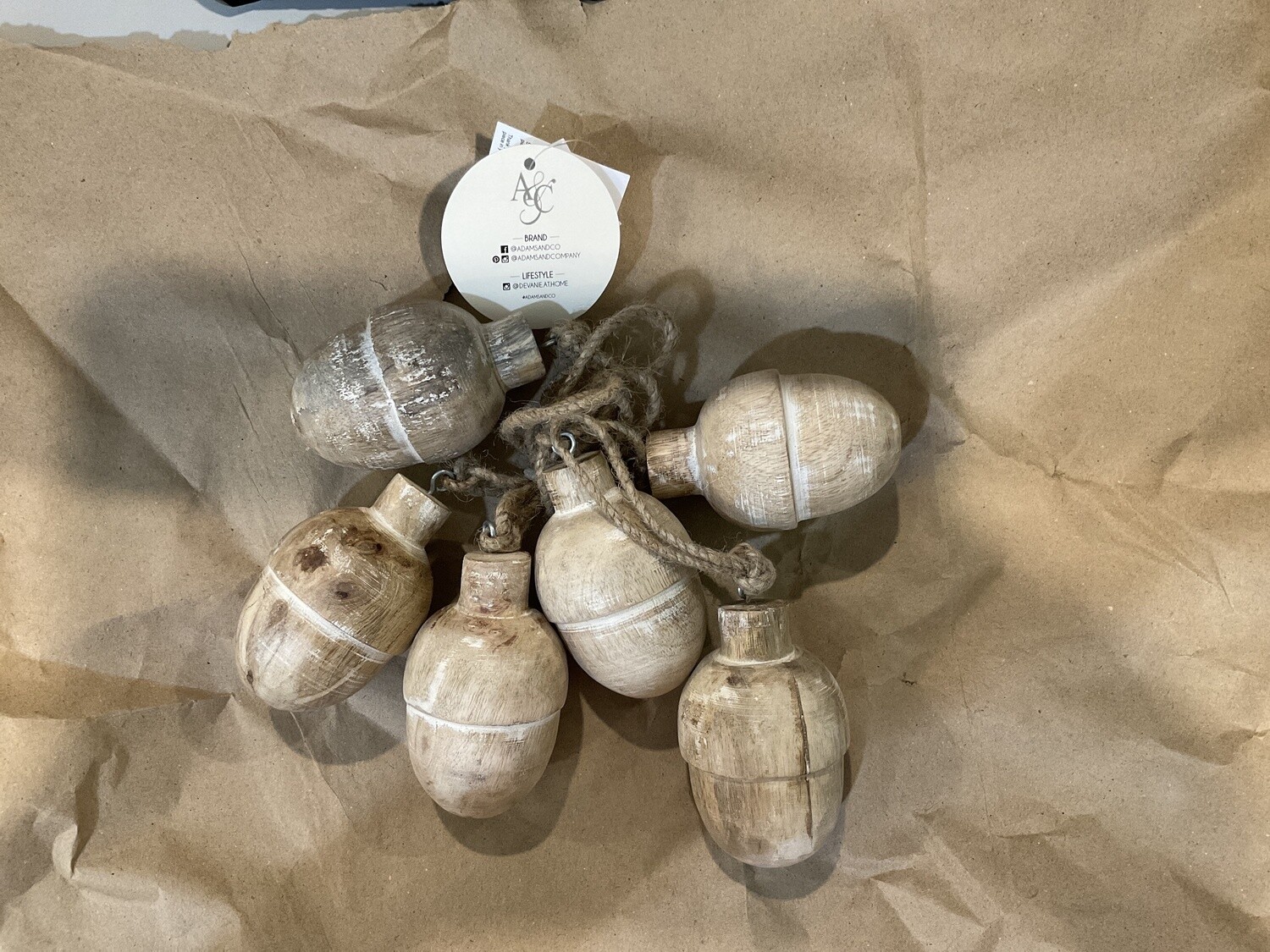 Wood acorn garland
