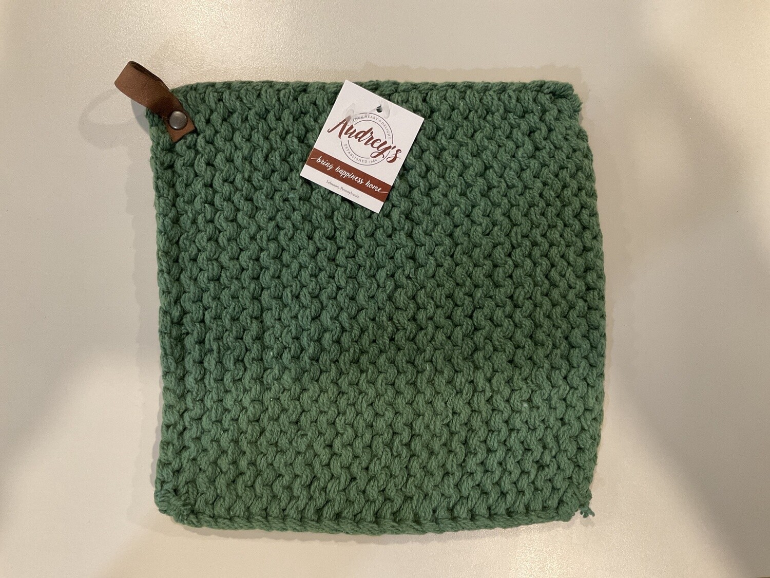 Knitted pot holder-Fern Green