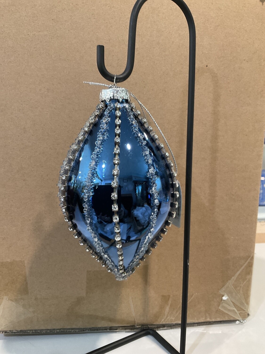 Blue Finial/Ball W/Stones