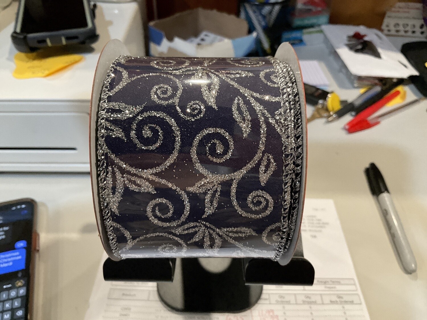 Blue and silver ribbon