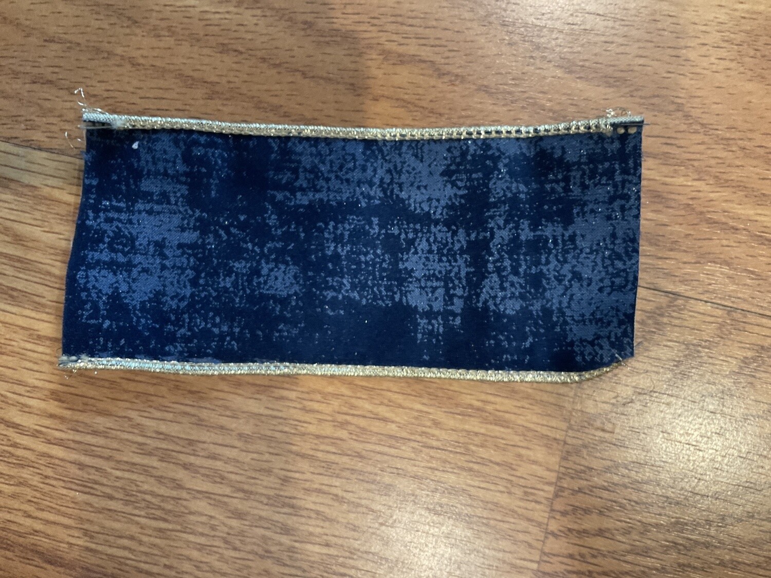 Textured, navy blue velvet ribbon