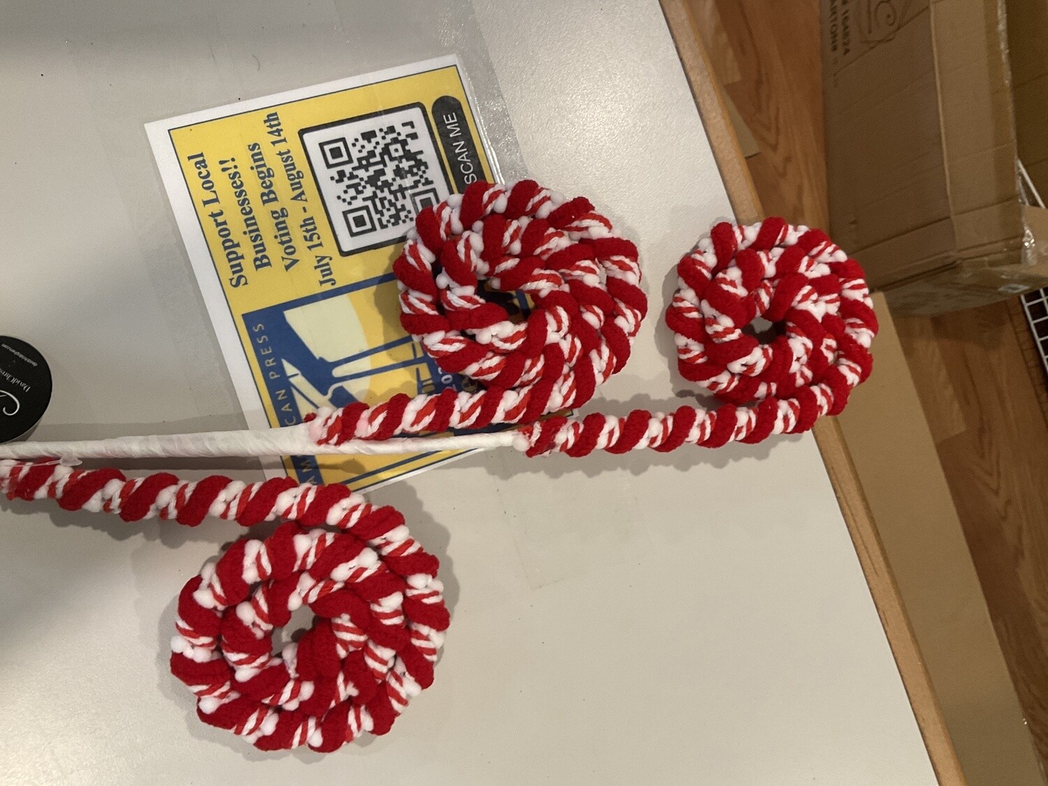 Chenille Candy Cane pick