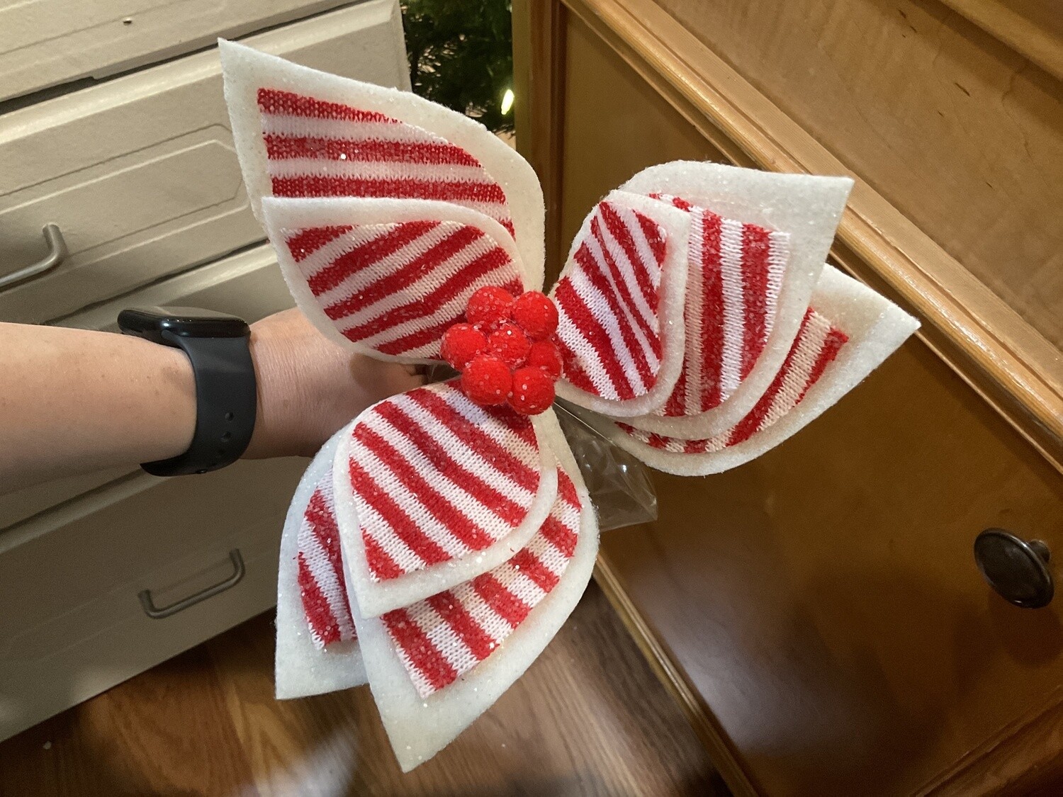 Frosted peppermint, candy, poinsettia stem