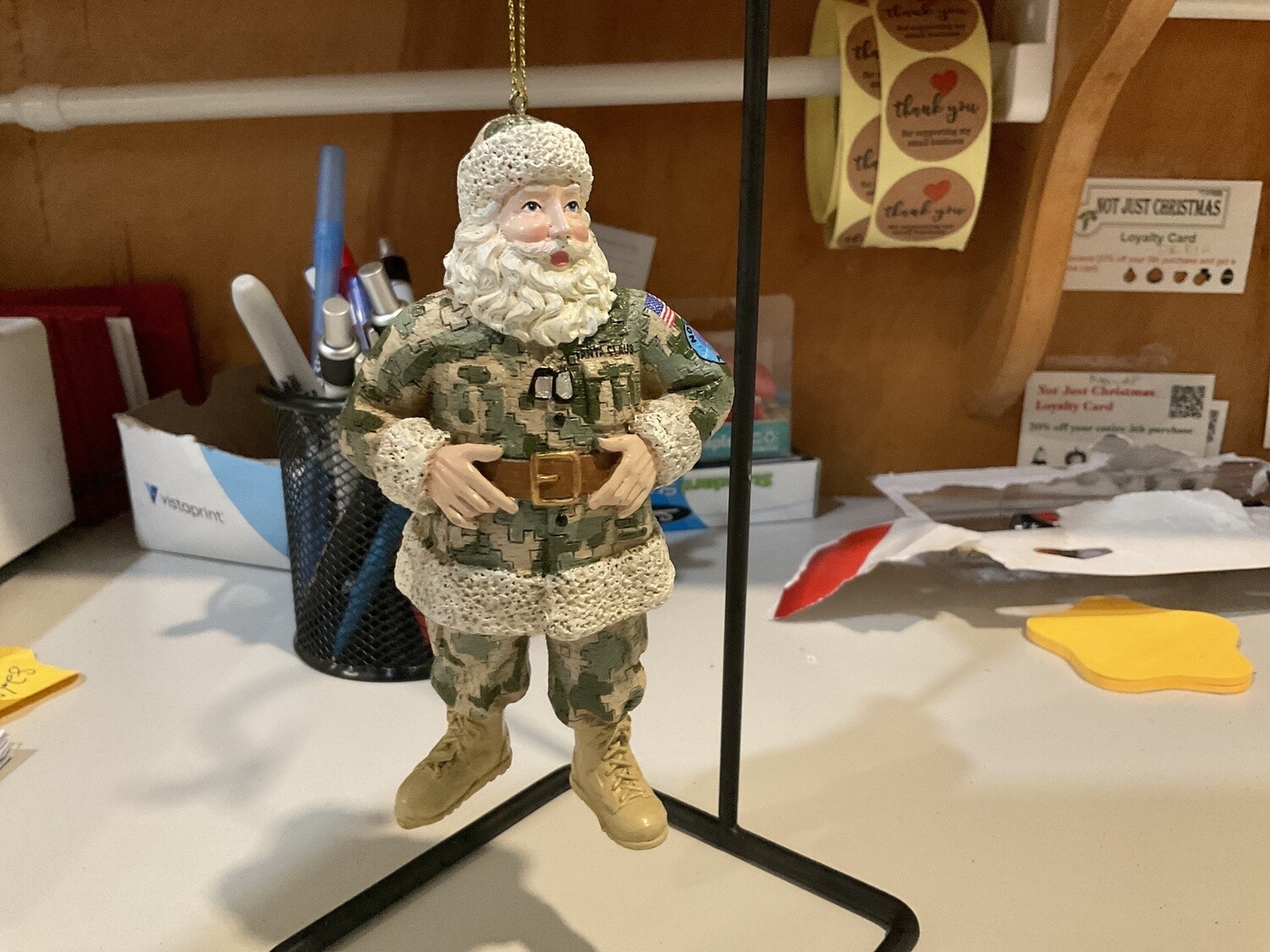 Camo Santa ornament