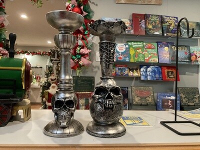 Halloween skull pillar, candle holder 2 assortment