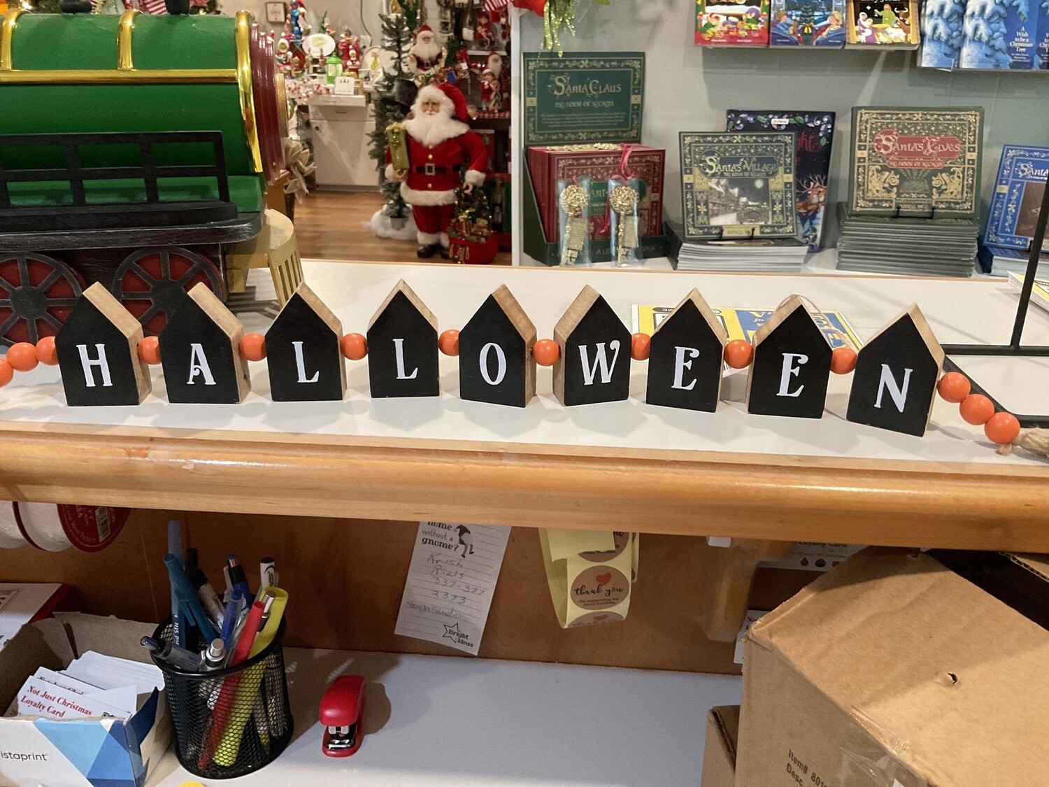 Wood Halloween table top garland sign