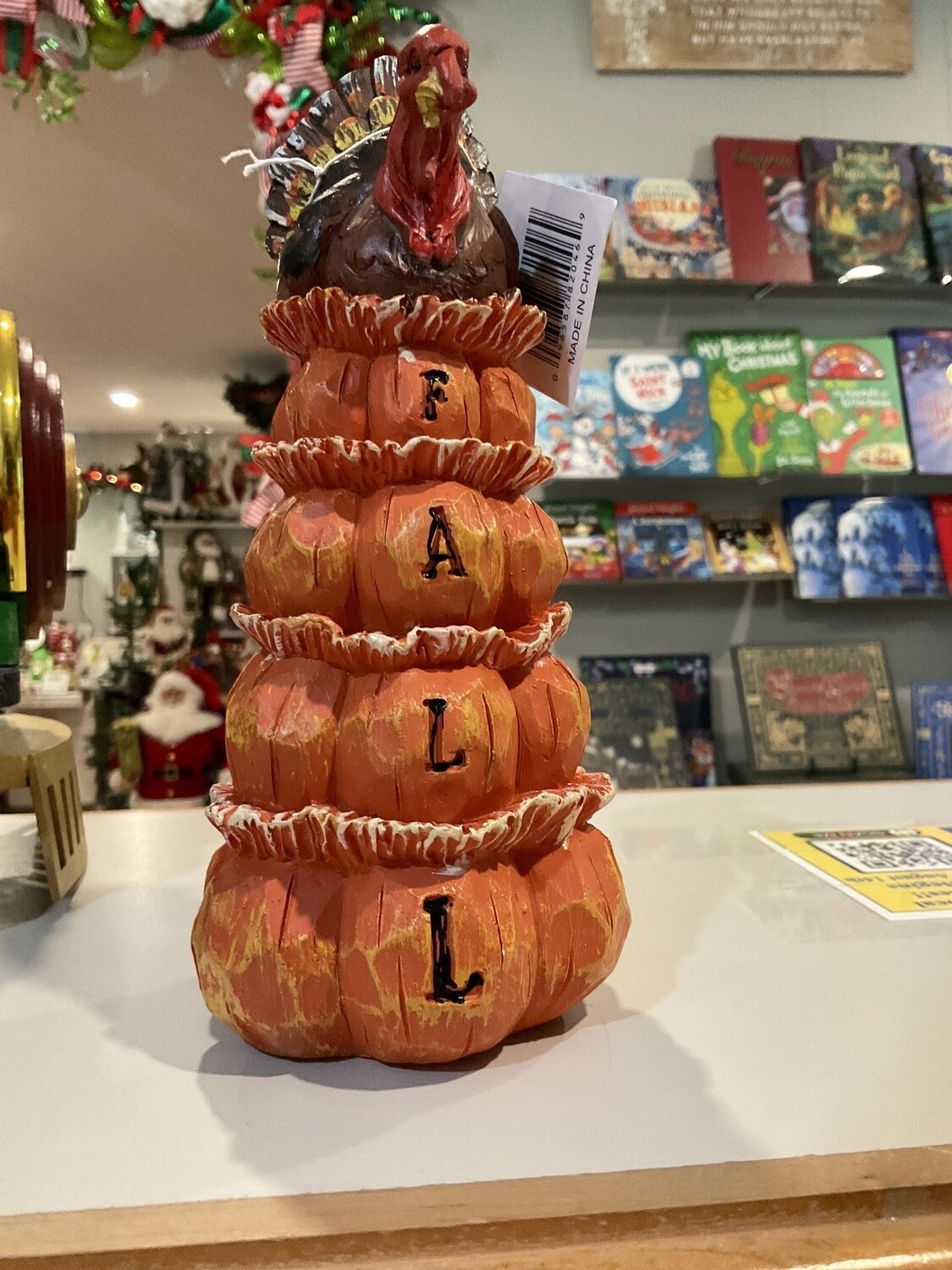 Turkey on a pumpkin fall sign