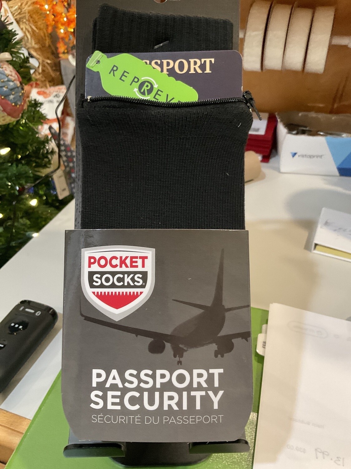 Men’s passport, security socks