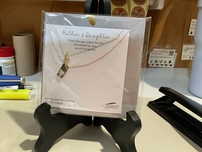 Gold, mother and daughter necklace