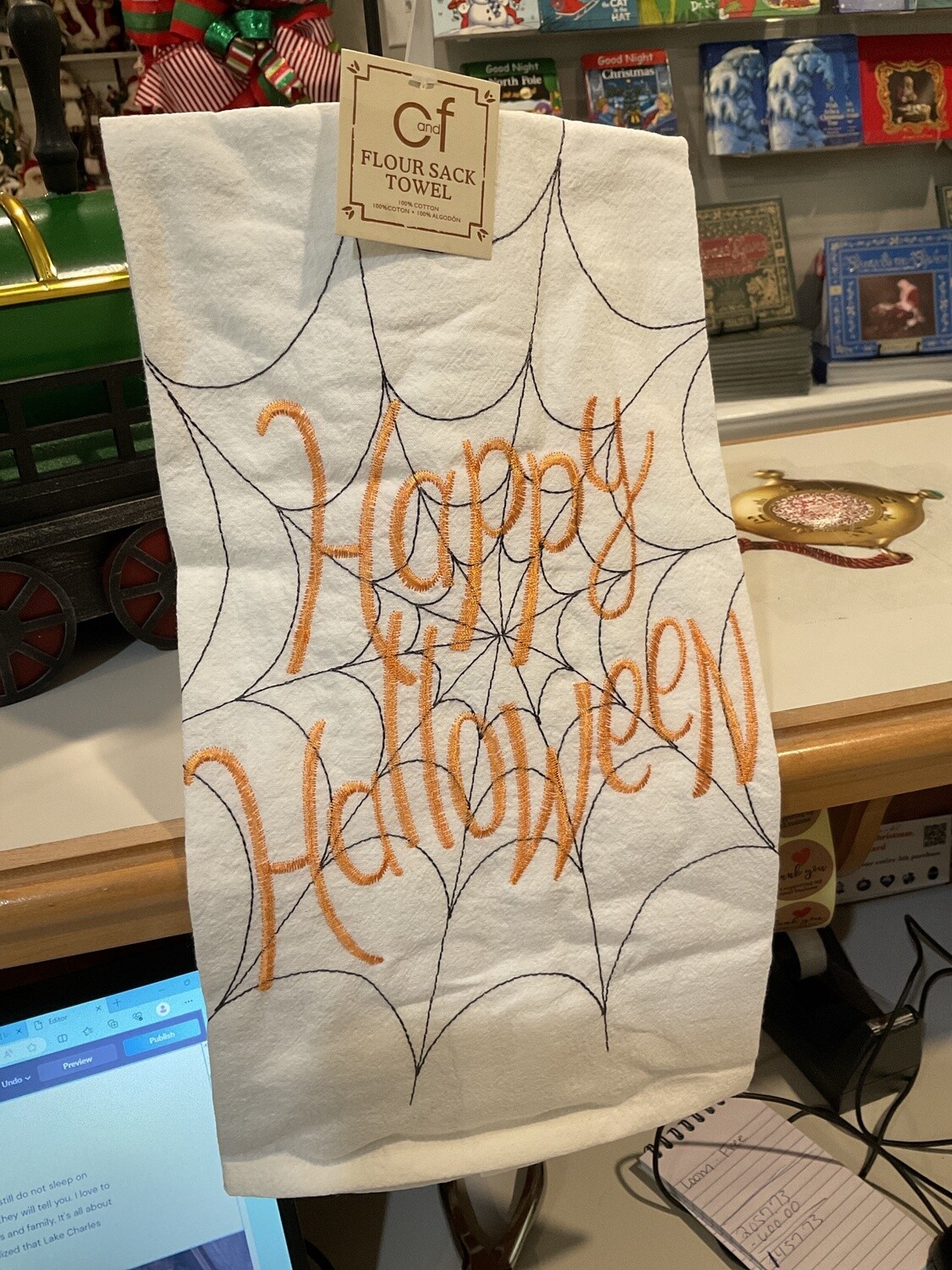 Happy Halloween tea towel