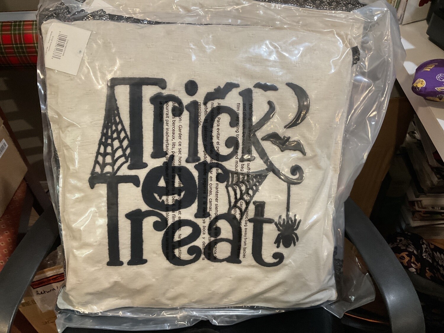 Trick or treat black and white pillow